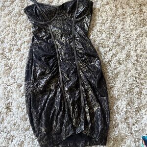 Symphony Black and Silver Textured Fabric lingerie like dress